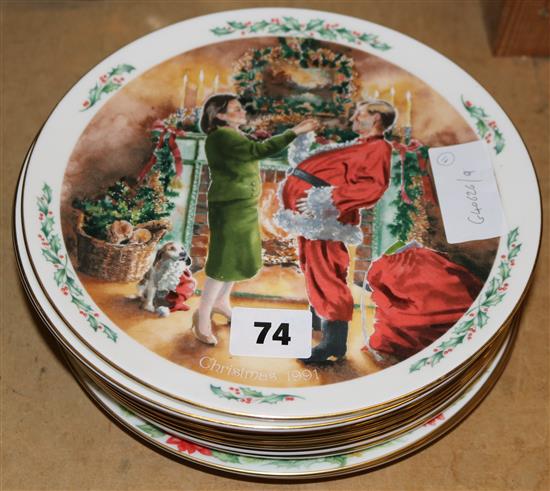 Eleven Royal Doulton Christmas plates